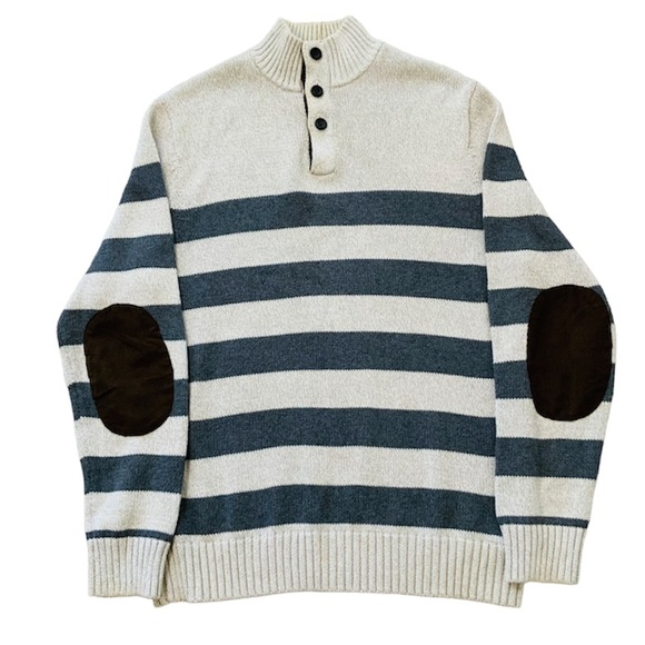 Striped Bottom Knit Pullover Sweater By Chaps Size L - Picture 3 of 11